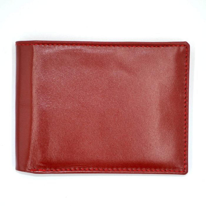 portofel carduri rosu slim barbati piele naturala