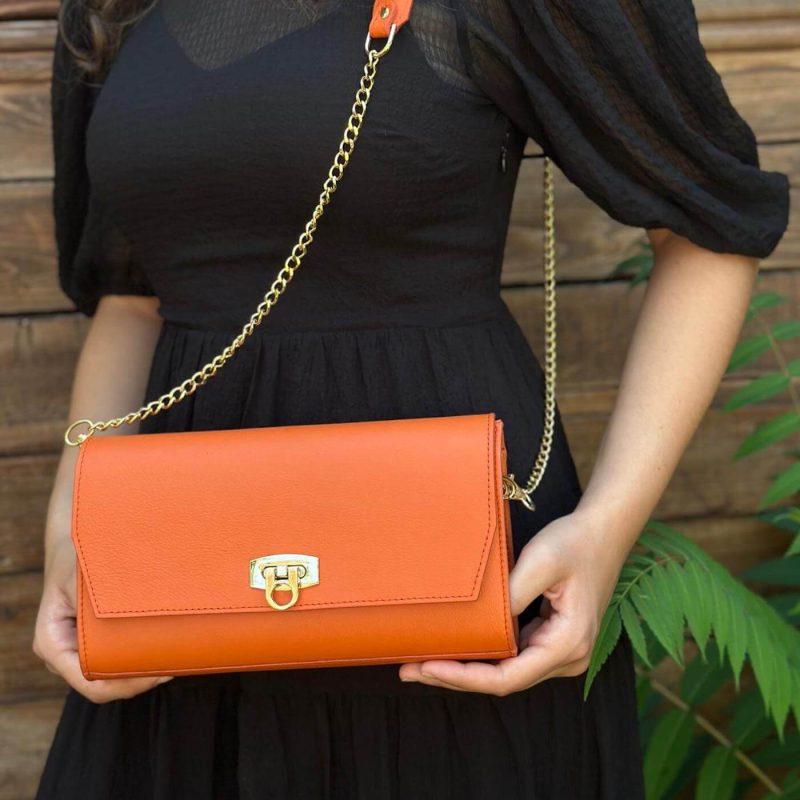 geanta dama piele portocaliu casual1