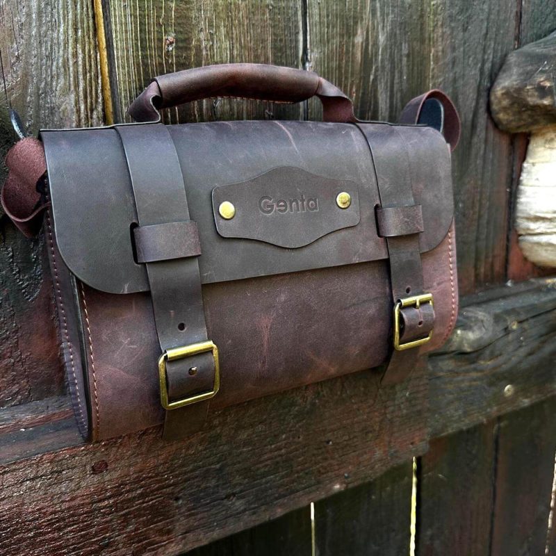 geanta dama vintage piele maro inchis