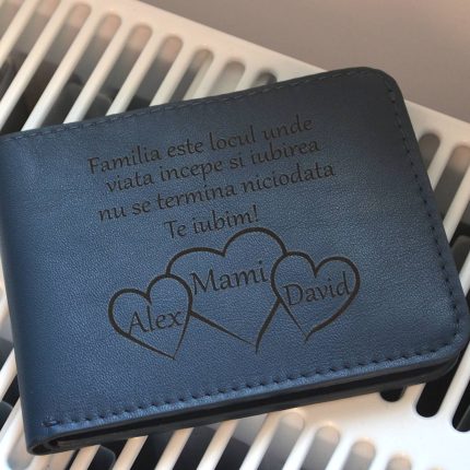 portofel barbatesc personalizat slim bleumarin