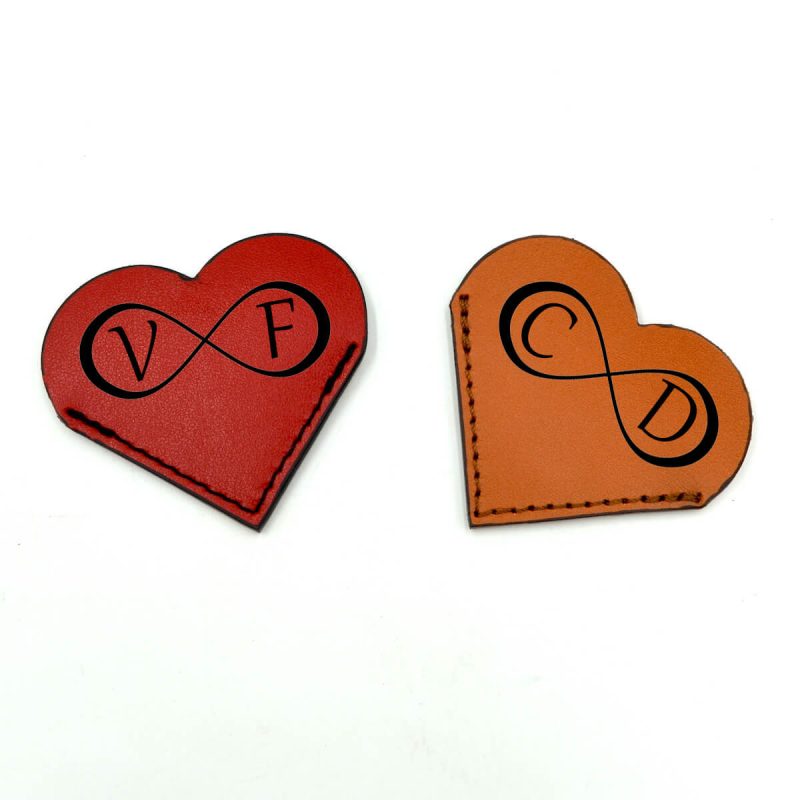 semn carte inimioare piele naturala maro