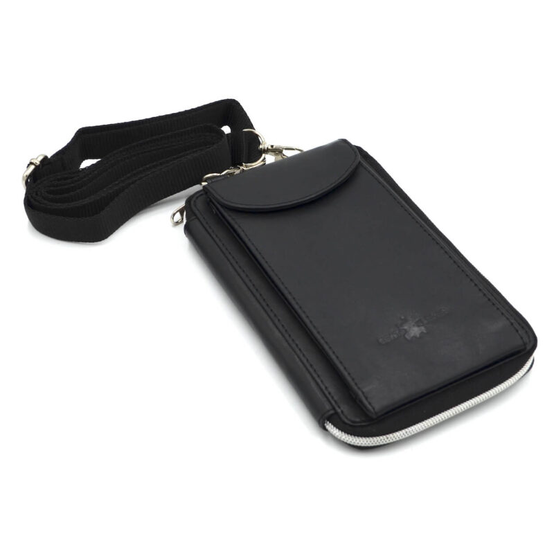 geanta telefon carduri umar piele neagra