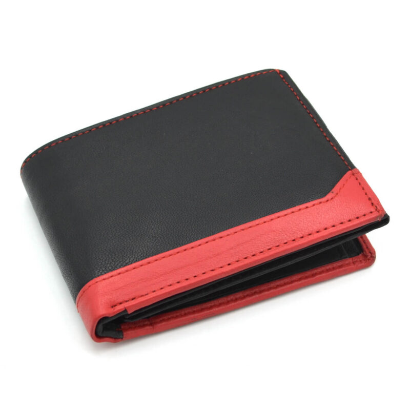 portofel barbati negru rosu piele naturala
