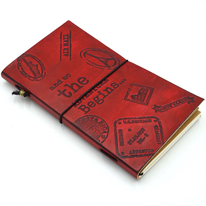 cadou agenda retro piele tabacita personalizat maro jurnal calatorie